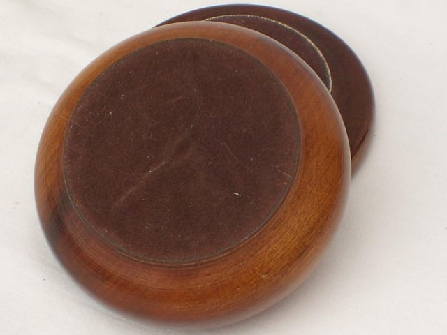 Image 5 of Vintage Turned Wood Pot With Agate Inlay Lid