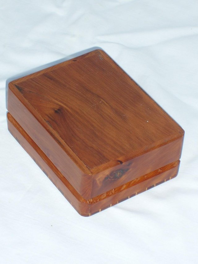 Image 5 of Vintage Hand Crafted Burr Wood & Metal Inlay Box