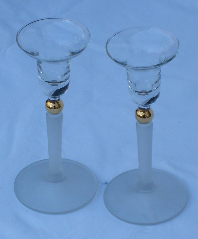 Image 4 of Pair Of Glass Candlesticks NEW!