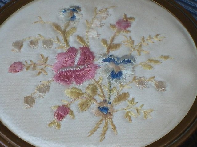 Image 2 of Mid-Century Embroidered Trinket Box