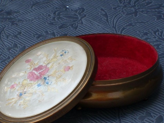 Image 4 of Mid-Century Embroidered Trinket Box