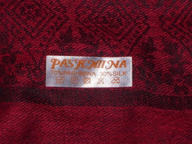 Image 3 of Red Pashmina & Silk Scarf – NEW/UNUSED