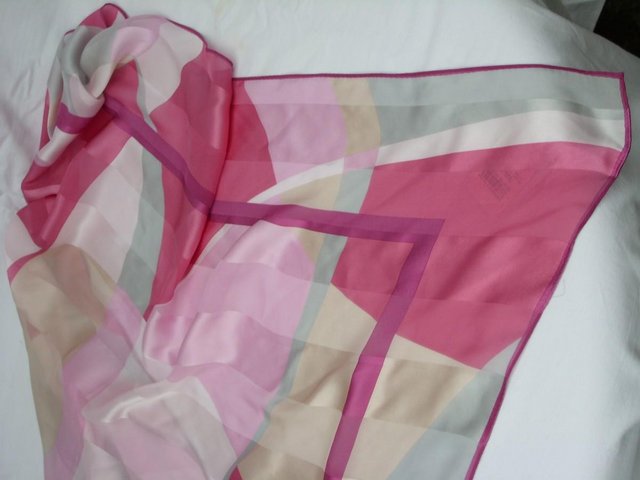 Image 4 of CATERINA Large Square Pink Silk Scarf – NEW