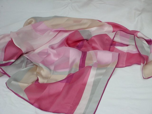 Image 5 of CATERINA Large Square Pink Silk Scarf – NEW
