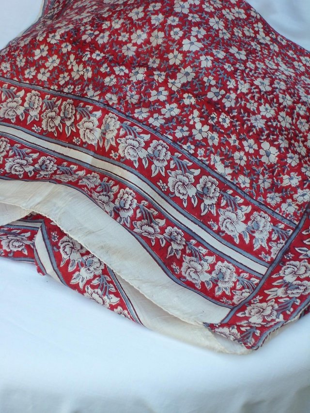Image 5 of Red & White Flowered Silk Scarf – NEW