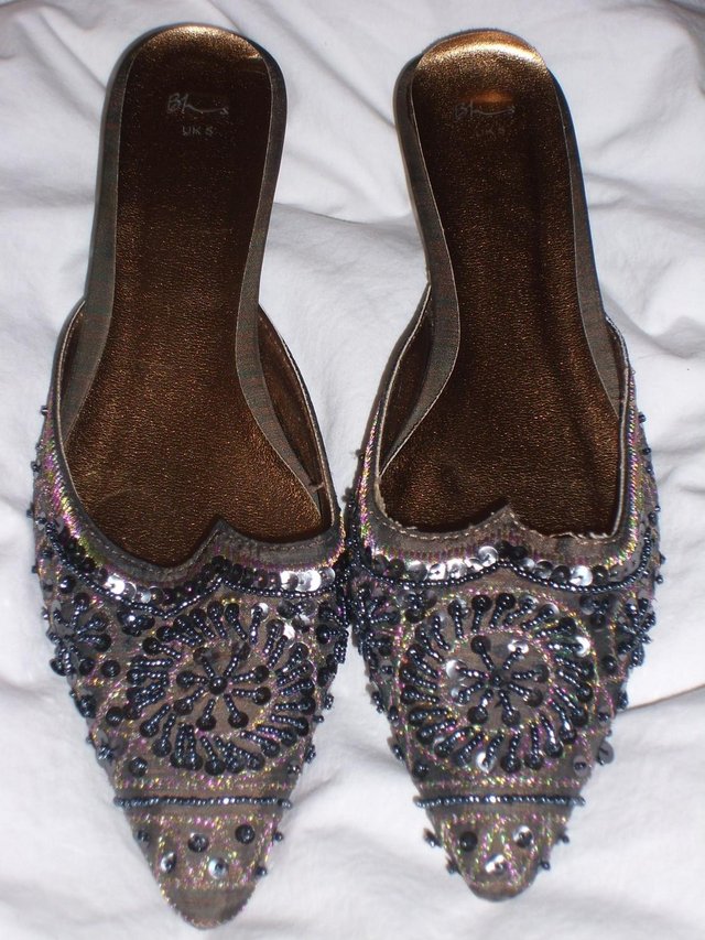 Image 4 of BHS Beaded Grey Shoes – Size 5/38