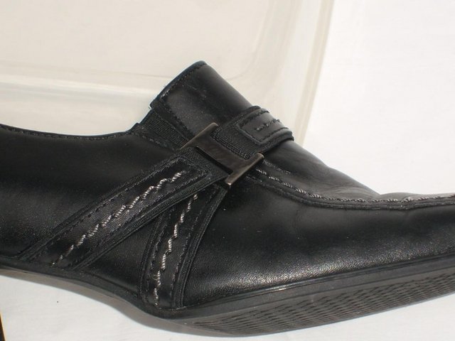 Image 3 of GABOR Black Leather High Cut Court Shoes – Size 5/38