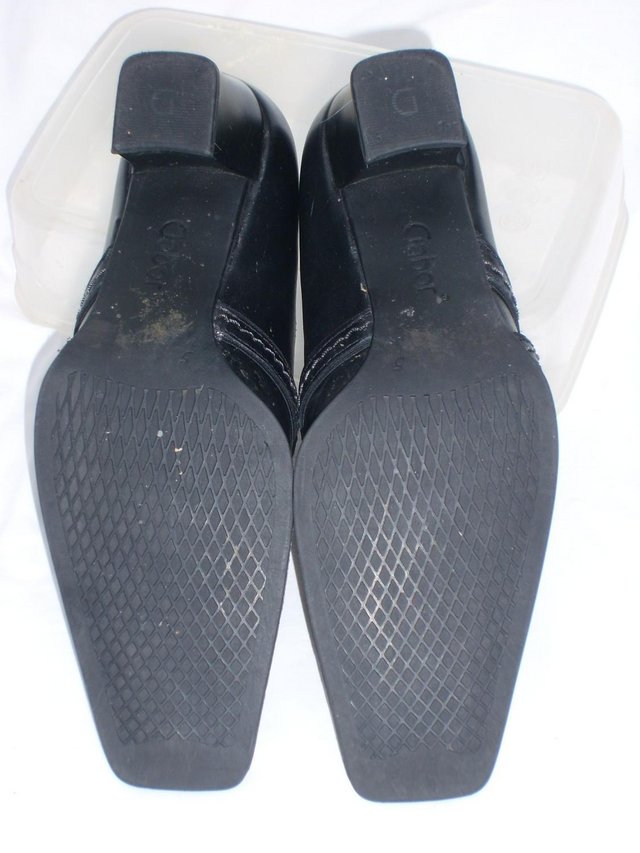 Image 5 of GABOR Black Leather High Cut Court Shoes – Size 5/38