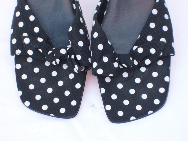 Image 3 of M&S Black/White Spotty Mule Shoes – Size 7.5/41 - NEW