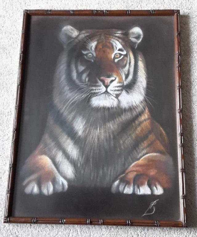 Preview of the first image of Original Tiger artwork, Pastel on velvet.
