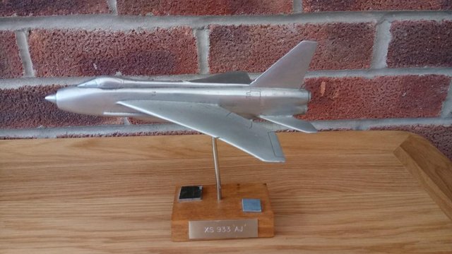 Preview of the first image of English Electric Lightning F6 Model on Wooden Stand.