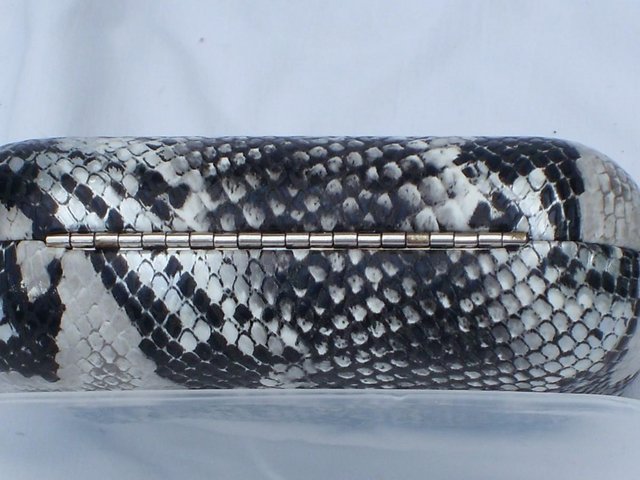Image 4 of BETH J. Hard Shell Grey Snake Print Handbag/Clutch NEW!