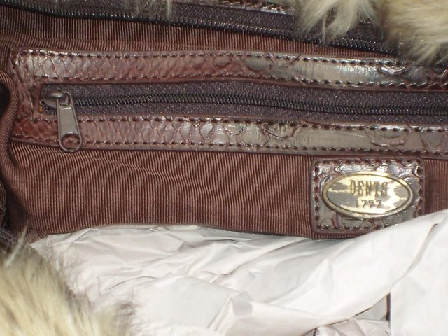 Image 4 of DENTS Brown Faux Furry Shoulder Handbag