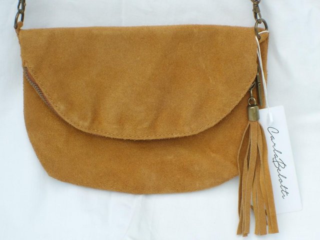 Image 4 of CARLA BELOTTI Juliette Camel Nubuck Handbag NEW!