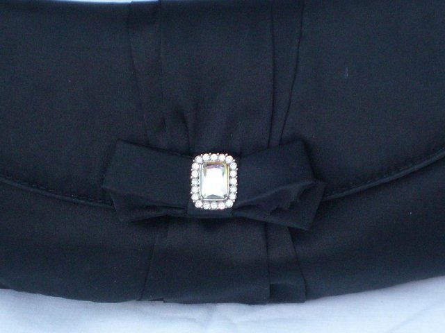 Image 4 of Vintage Look Black Satin/Diamante Evening Shoulder Handbag