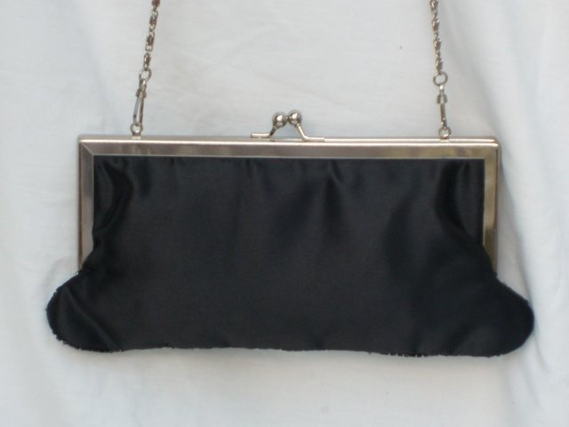Image 5 of M&S Black & Silver Zigzag Beaded Handbag/Clutch - NEW