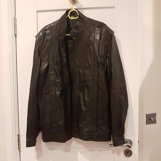 Image 3 of 100% Black Leather Unisex Jacket. Stunning!