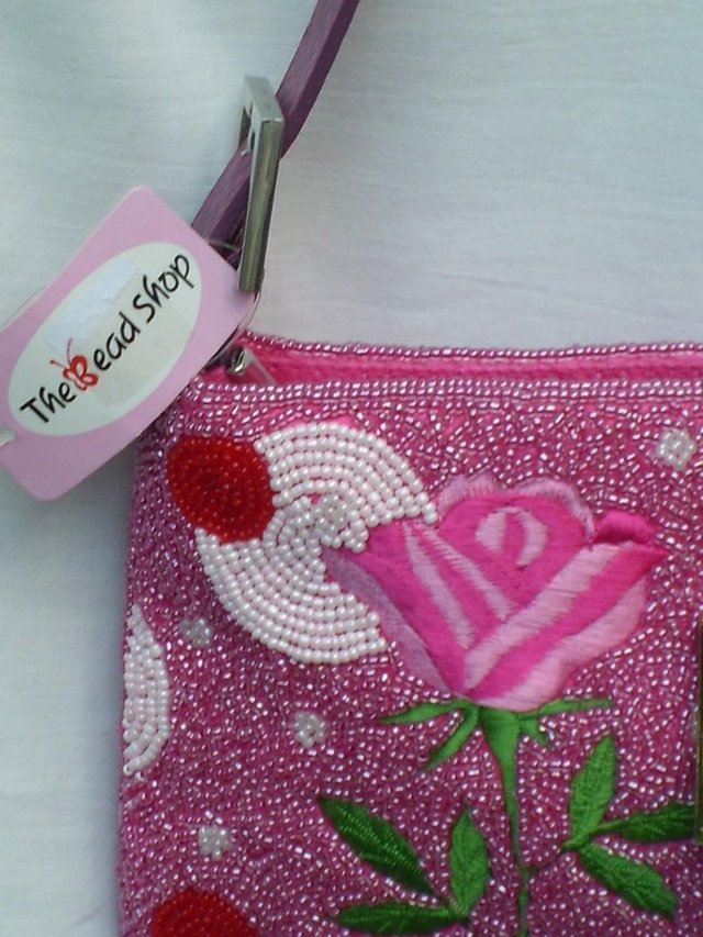 Image 5 of BEAD SHOP Pink Bead/Embroidery Shoulder Handbag – NEW!