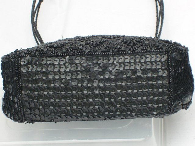 Image 5 of Black Bead/Sequin Handbag With Beaded Handles NEW!