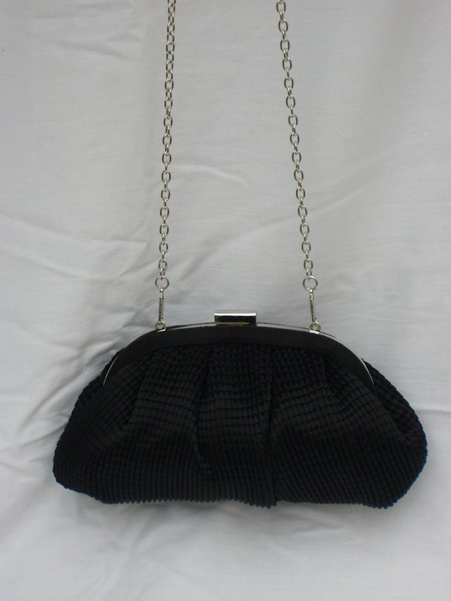 Image 4 of CARPISA Black Satin Evening Handbag/Clutch NEW!