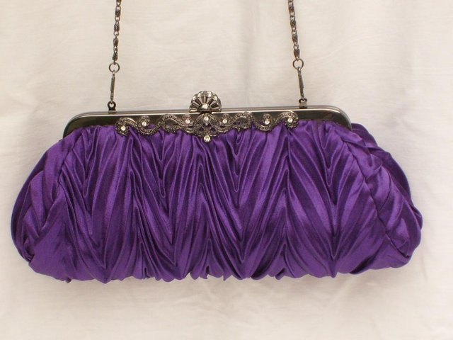 Image 4 of Pleated Purple Satin Evening Handbag/Clutch NEW!