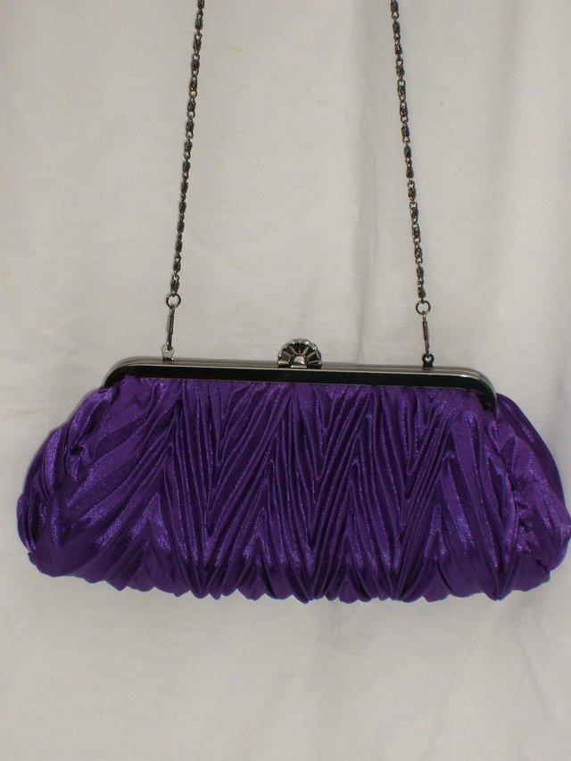 Image 5 of Pleated Purple Satin Evening Handbag/Clutch NEW!