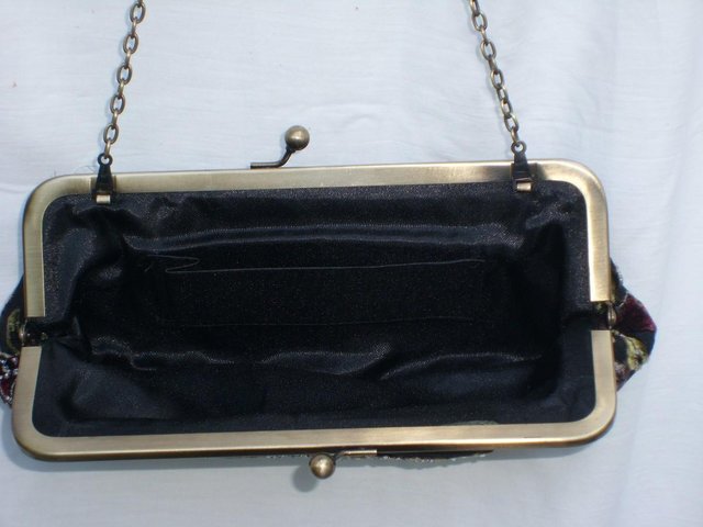 Image 4 of Vintage Look Black Velvet & Beaded Shoulder Handbag