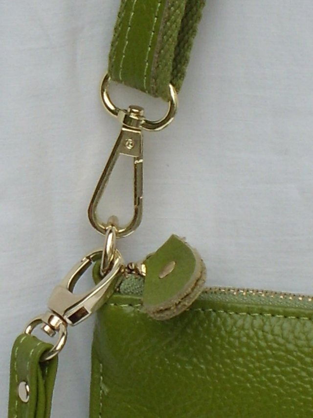Image 5 of Slim Lime Green Leather Handbag & 2 Straps NEW!