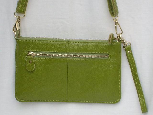 Image 7 of Slim Lime Green Leather Handbag & 2 Straps NEW!