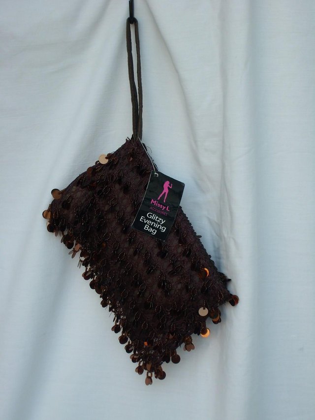 Image 3 of MISSY L Brown Glitzy Evening Handbag NEW