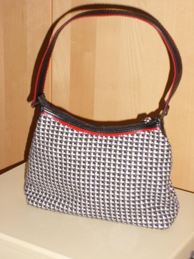 Image 6 of M&S Check Handbag With Red Detail