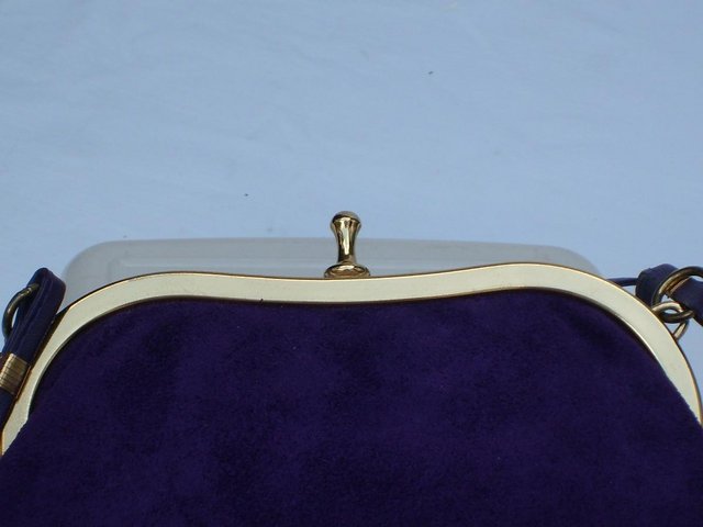 Image 4 of DEBENHAMS Vintage Purple Suede Snap Top Handbag