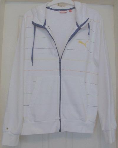 Preview of the first image of GORGEOUS MENS WHITE HOODED ZIP UP TOP BY PUMA SZ XL B13.