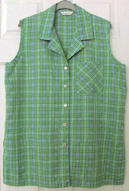 Preview of the first image of LADIES LIME GREEN CHECK SLEEVELESS TOP - SZ 16 B6.