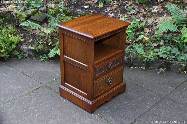 Image 3 of OLD CHARM LIGHT OAK BEDSIDE CABINET PHONE LAMP TABLE STAND