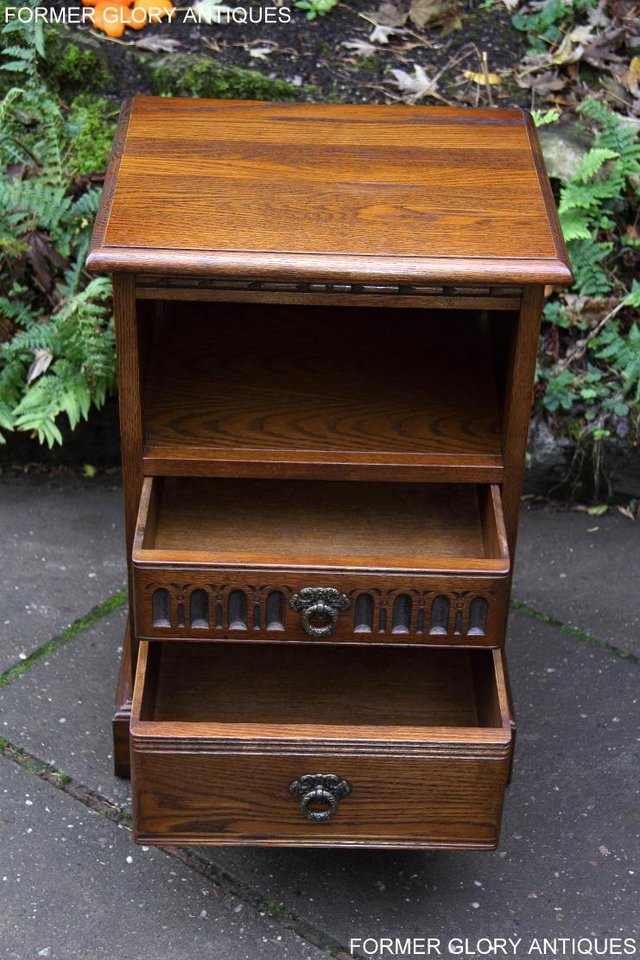Image 10 of OLD CHARM LIGHT OAK BEDSIDE CABINET PHONE LAMP TABLE STAND