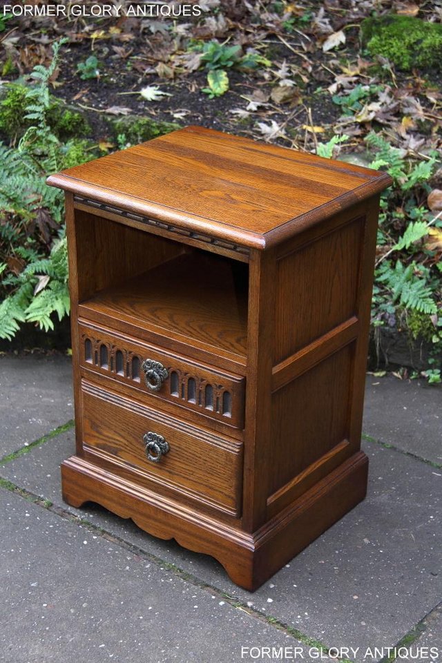 Image 14 of OLD CHARM LIGHT OAK BEDSIDE CABINET PHONE LAMP TABLE STAND
