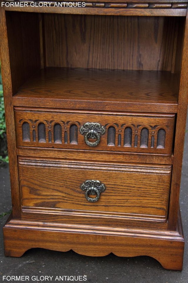 Image 17 of OLD CHARM LIGHT OAK BEDSIDE CABINET PHONE LAMP TABLE STAND