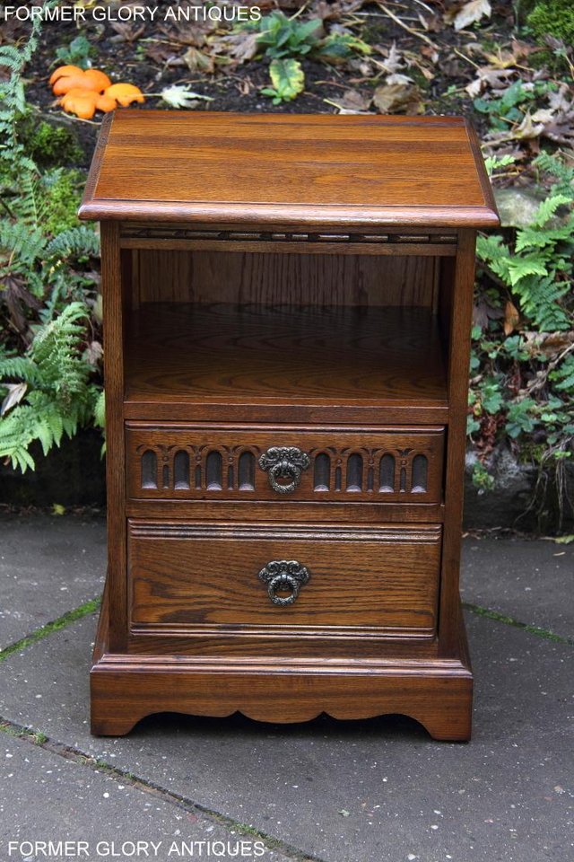 Image 20 of OLD CHARM LIGHT OAK BEDSIDE CABINET PHONE LAMP TABLE STAND