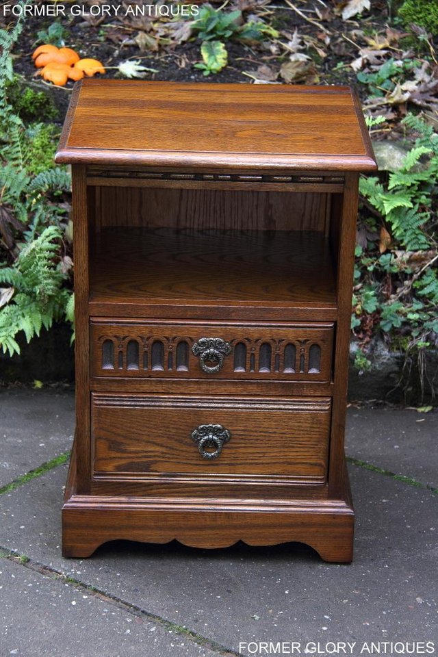 Image 25 of OLD CHARM LIGHT OAK BEDSIDE CABINET PHONE LAMP TABLE STAND