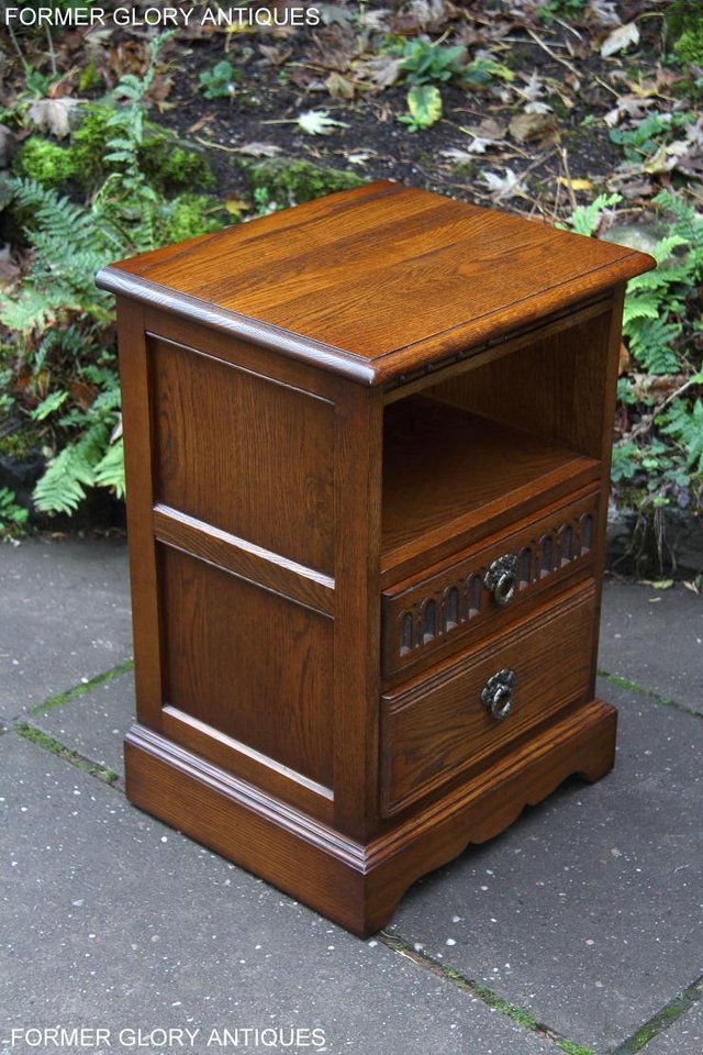 Image 26 of OLD CHARM LIGHT OAK BEDSIDE CABINET PHONE LAMP TABLE STAND