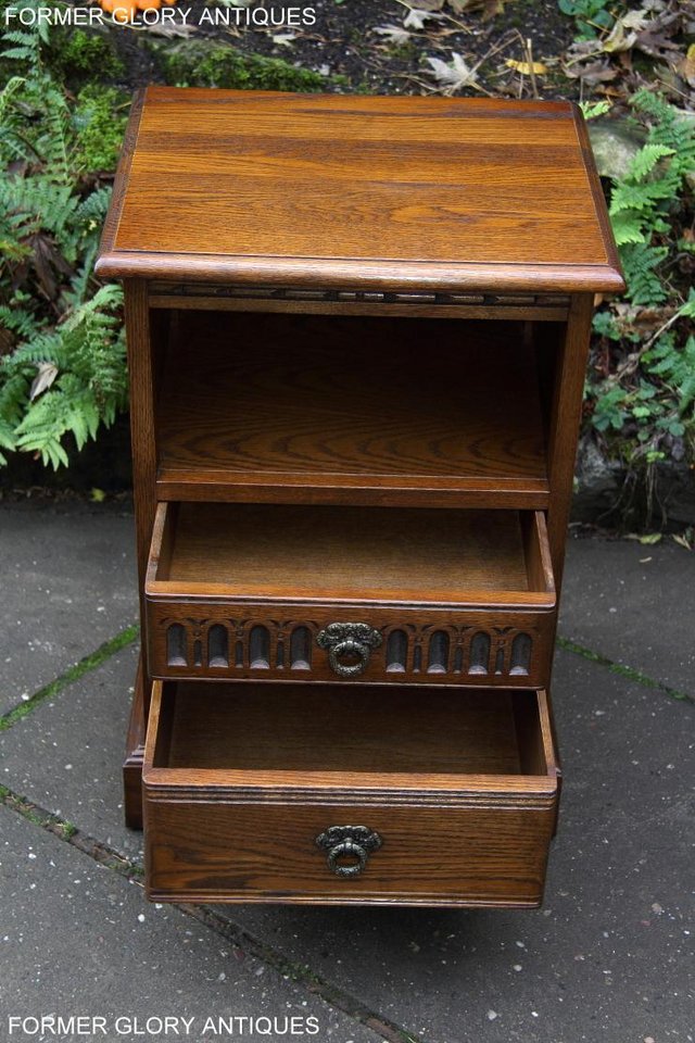 Image 37 of OLD CHARM LIGHT OAK BEDSIDE CABINET PHONE LAMP TABLE STAND