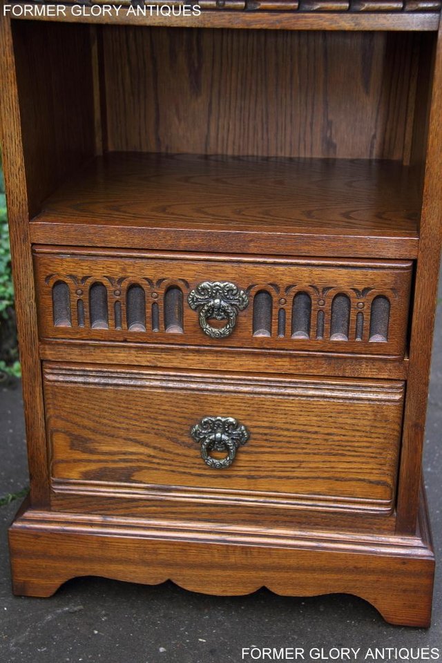Image 40 of OLD CHARM LIGHT OAK BEDSIDE CABINET PHONE LAMP TABLE STAND