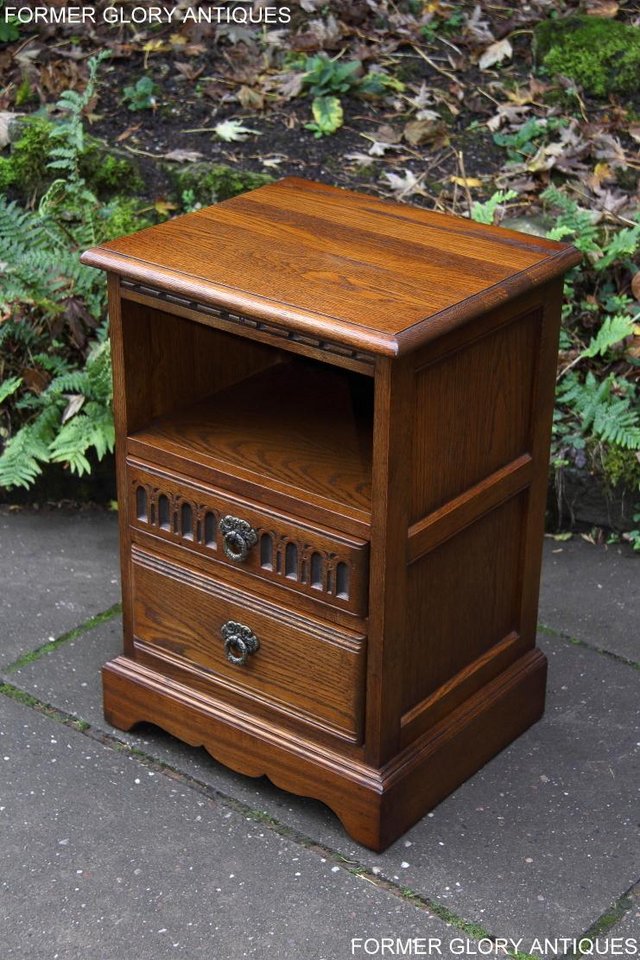 Image 41 of OLD CHARM LIGHT OAK BEDSIDE CABINET PHONE LAMP TABLE STAND
