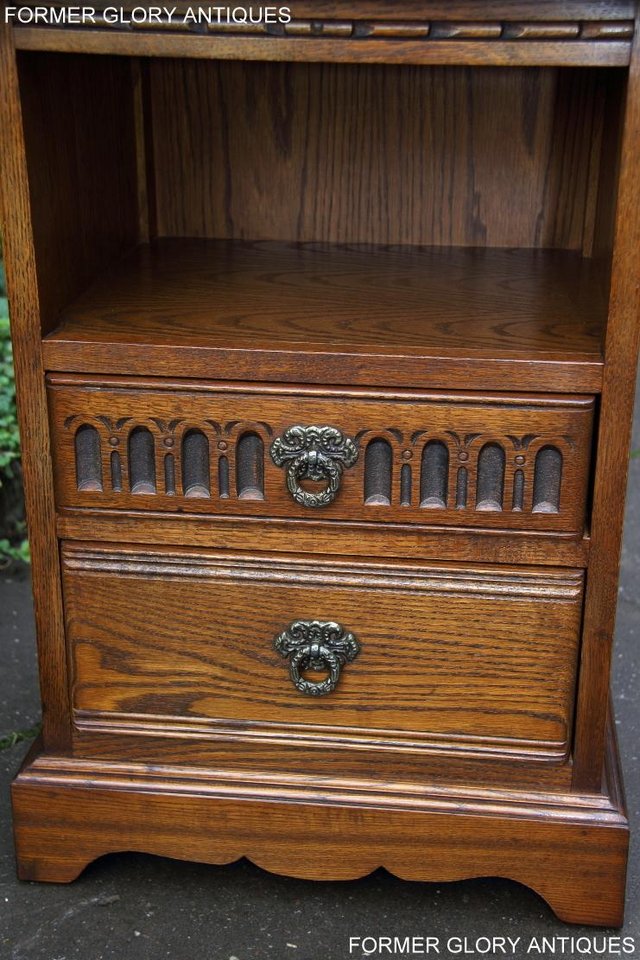 Image 50 of OLD CHARM LIGHT OAK BEDSIDE CABINET PHONE LAMP TABLE STAND
