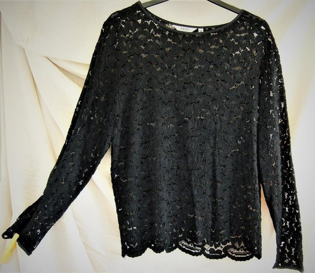Image 2 of Blouse ‘Next’, black lace long sleeved lace