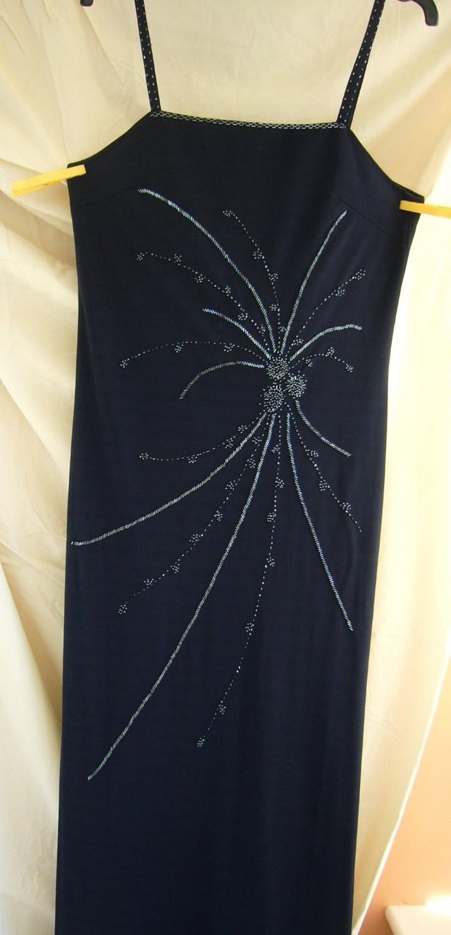 Image 2 of Dress (Evening), Navy beaded full length