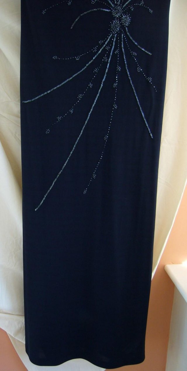 Image 3 of Dress (Evening), Navy beaded full length