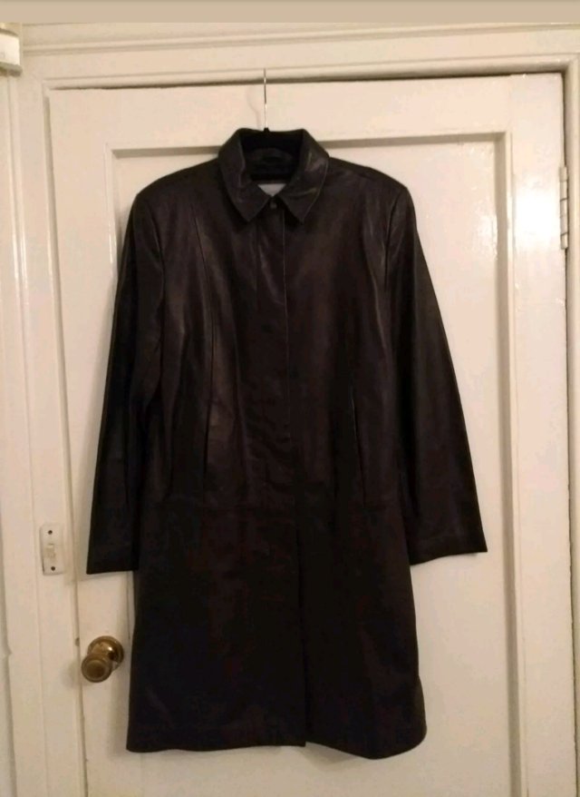 Image 2 of M & S Black Buttersoft Leather Coat 12