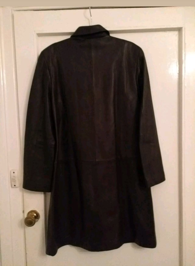 Image 3 of M & S Black Buttersoft Leather Coat 12